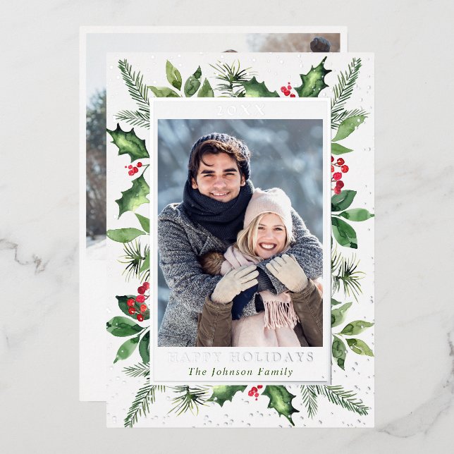 Tarjeta Festiva Con Relieve Metalizado Sparkle Merry Christmas FOTO Grey (Anverso/Reverso)