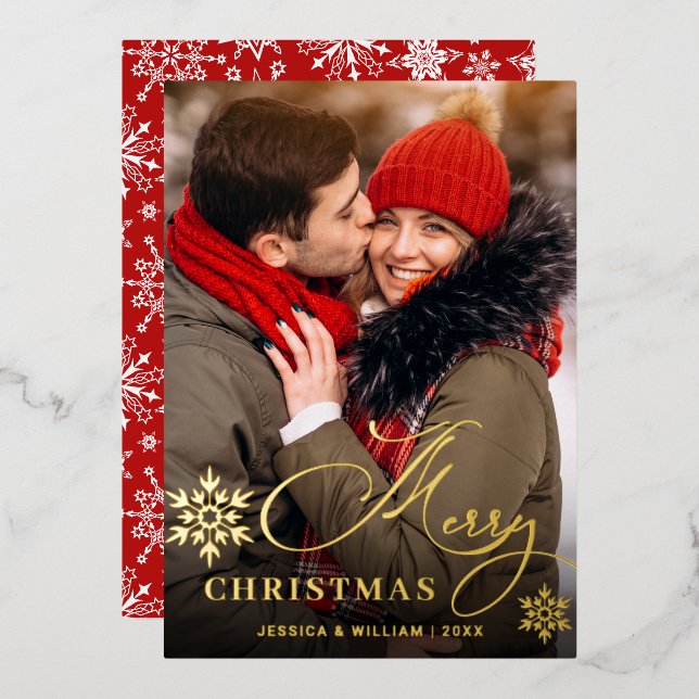 Tarjeta Festiva Con Relieve Metalizado Sparkle Merry Christmas FOTO Grey Gold (Anverso/Reverso)