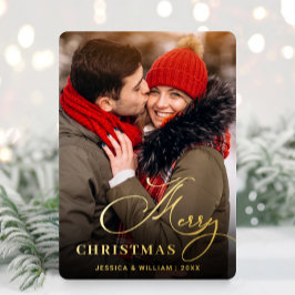 Tarjeta Festiva Con Relieve Metalizado Sparkle Merry Christmas FOTO Grey Gold