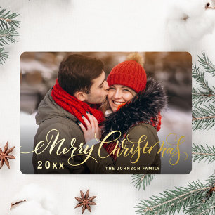 Tarjeta Festiva Con Relieve Metalizado Sparkle Merry Christmas FOTO Grey Gold