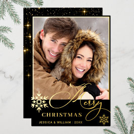 Tarjeta Festiva Con Relieve Metalizado Sparkle Merry Christmas FOTO Grey Gold