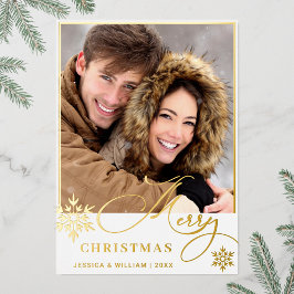 Tarjeta Festiva Con Relieve Metalizado Sparkle Merry Christmas FOTO Grey Gold