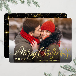 Tarjeta Festiva Con Relieve Metalizado Sparkle Merry Christmas FOTO Grey Gold