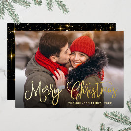 Tarjeta Festiva Con Relieve Metalizado Sparkle Merry Christmas FOTO Grey Gold