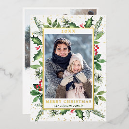 Tarjeta Festiva Con Relieve Metalizado Sparkle Merry Christmas FOTO Grey Gold