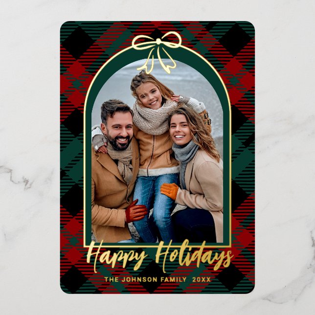 Tarjeta Festiva Con Relieve Metalizado Sparkle Modern Christmas PHOTO Greeting Gold (Anverso)
