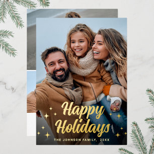Tarjeta Festiva Con Relieve Metalizado Sparkle Navidades 4 FOTOGRAFÍAS Saludando el oro