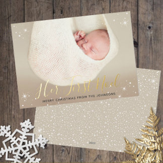 Tarjeta Festiva Con Relieve Metalizado Su primer Noel El primer Navidad del bebé Foto