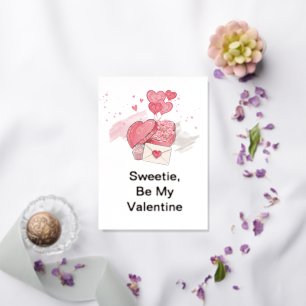 Tarjeta Festiva Con Relieve Metalizado Sweetie Be My Valentine   El día de San Valentín p