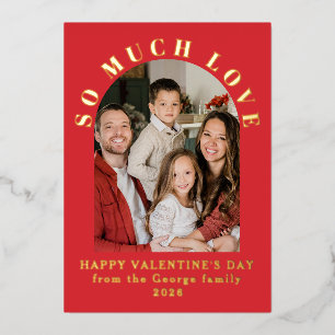 Tarjeta Festiva Con Relieve Metalizado Tanta familia amorosa del Día de San Valentín pers