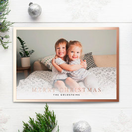 Tarjeta Festiva Con Relieve Metalizado Tarjeta Clásica de Navidad con Foto y Foil de Oro 