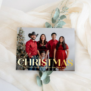 Tarjeta Festiva Con Relieve Metalizado Tarjeta clásica de Navidades de Relieve metalizado