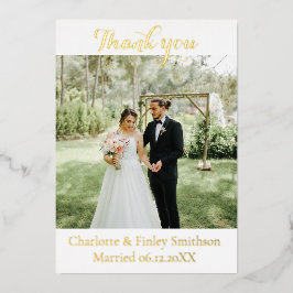Tarjeta Festiva Con Relieve Metalizado Tarjeta de agradecimiento de boda moderna con pape