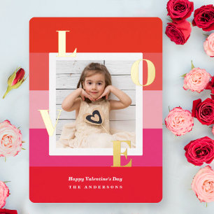 Tarjeta Festiva Con Relieve Metalizado Tarjeta de amor con lámina fotográfica de rayas ro