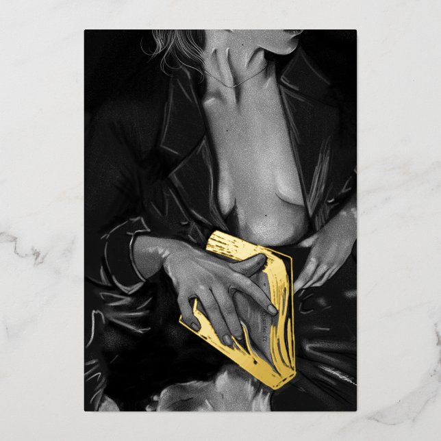 Tarjeta Festiva Con Relieve Metalizado Tarjeta de arte "Book Lover Spicy Booktok Relieve  (Anverso)