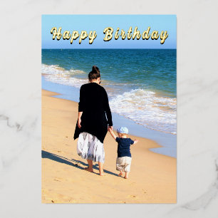 Tarjeta Festiva Con Relieve Metalizado Tarjeta de cumpleaños con foto personalizada