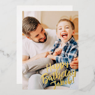 Tarjeta Festiva Con Relieve Metalizado Tarjeta de cumpleaños con foto personalizada de pa