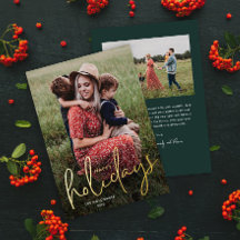 Tarjeta de Felices Fiestas con Foto y Letra Modern