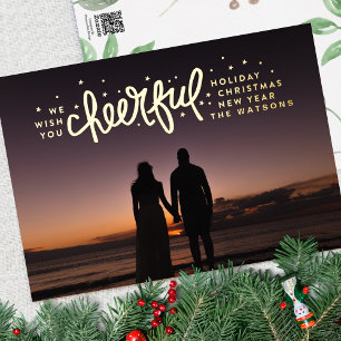 Tarjeta Festiva Con Relieve Metalizado Tarjeta de Feliz Navidad con Estrellas Doradas FOT