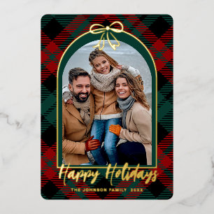 Tarjeta Festiva Con Relieve Metalizado Tarjeta de Feliz Navidad con Foto de Terciopelo Vi