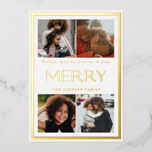 Tarjeta Festiva Con Relieve Metalizado Tarjeta de Foil Multi Foto de Vacaciones con Borde