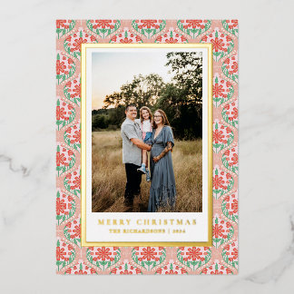 Tarjeta Festiva Con Relieve Metalizado Tarjeta de Foto con Borde Festivo Ornamentado