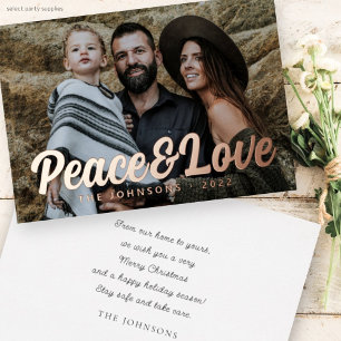 Tarjeta Festiva Con Relieve Metalizado Tarjeta de Foto de Familia con Letra Cursiva Simpl