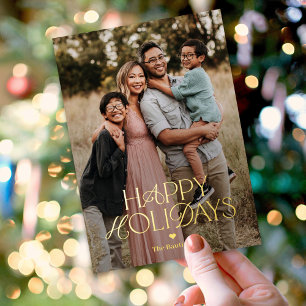 Tarjeta Festiva Con Relieve Metalizado Tarjeta de Foto de Felices Fiestas con Mezcla Espl