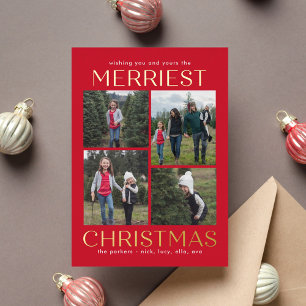 Tarjeta Festiva Con Relieve Metalizado Tarjeta de Foto de Navidad con Colograma de FOIL S