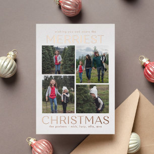 Tarjeta Festiva Con Relieve Metalizado Tarjeta de Foto de Navidad con Colograma de FOIL S