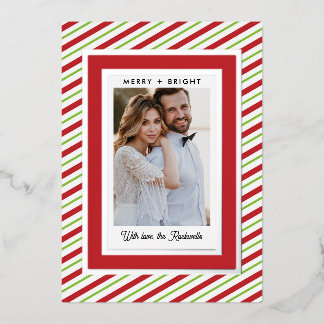 Tarjeta Festiva Con Relieve Metalizado Tarjeta de Foto de Navidad con Texto Personalizado