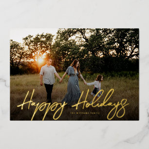 Tarjeta Festiva Con Relieve Metalizado Tarjeta de Foto de Vacaciones con Superposición de
