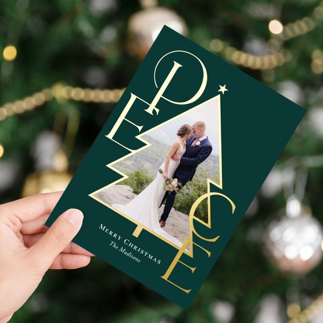 Tarjeta Festiva Con Relieve Metalizado Tarjeta de Foto de Vacaciones Moderna con Hoja de  (Subido por el creador)