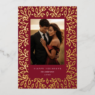 Tarjeta Festiva Con Relieve Metalizado Tarjeta de Fotos Felices Fiestas con Papel de Alum