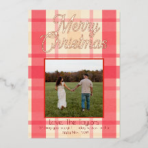 Tarjeta de Navidad alegre vintage con cuadro rosa