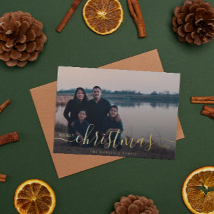 Tarjeta Festiva Con Relieve Metalizado Tarjeta de Navidad con Apellido Familiar Personali