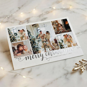 Tarjeta Festiva Con Relieve Metalizado Tarjeta de Navidad con Corazón de Plata Moderno co