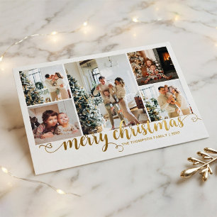 Tarjeta Festiva Con Relieve Metalizado Tarjeta de Navidad con Corazón Moderno de Oro con
