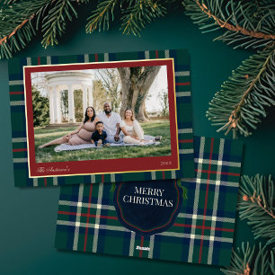 Tarjeta Festiva Con Relieve Metalizado Tarjeta de Navidad con Cuadro Preppy Heritage