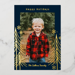 Tarjeta Festiva Con Relieve Metalizado Tarjeta de Navidad con Escena de Invierno con Holo