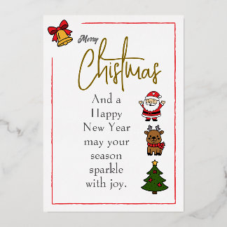 Tarjeta Festiva Con Relieve Metalizado Tarjeta de Navidad con Foil