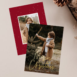 Tarjeta Festiva Con Relieve Metalizado Tarjeta de Navidad con Foto 2 Escritura a Mano