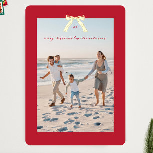 Tarjeta Festiva Con Relieve Metalizado Tarjeta de Navidad con Foto de Arco Dorado y Marco