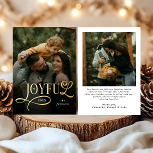 Tarjeta Festiva Con Relieve Metalizado Tarjeta de Navidad con Foto de Familia Alegre 2