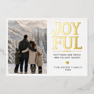 Tarjeta Festiva Con Relieve Metalizado Tarjeta de Navidad con Foto de Familia Alegre con