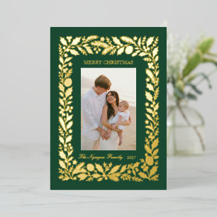 Tarjeta Festiva Con Relieve Metalizado Tarjeta de Navidad con foto de familia de la famil