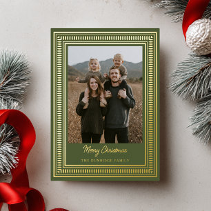 Tarjeta Festiva Con Relieve Metalizado Tarjeta de Navidad con Foto de Vacaciones con Marc