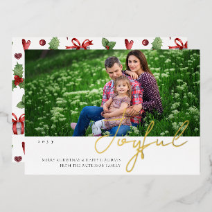 Tarjeta Festiva Con Relieve Metalizado Tarjeta de Navidad con Foto Familiar Alegro Modern
