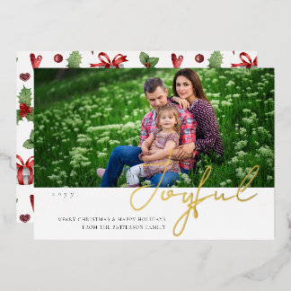 Tarjeta Festiva Con Relieve Metalizado Tarjeta de Navidad con Foto Familiar Alegro Modern