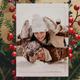 Tarjeta Festiva Con Relieve Metalizado Tarjeta de Navidad con Foto y Foil Minimalista Mod